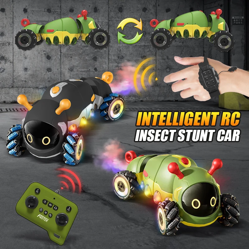 Rc Stunt Drift Car Led Electric Cars Gesture Sensing Deformation Twist Bug Remote Control Car Electronic Boys Kids Toys Gifts