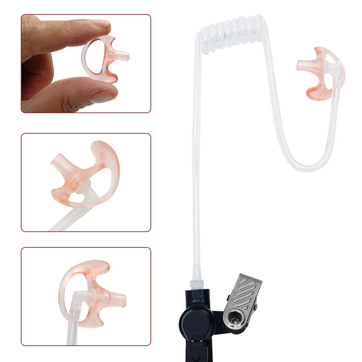 ABBREE-auricular de tubo acústico de aire para walkie-talkie, Conector de repuesto de 3,5mm, auriculares transparentes para todas las Radios bidireccionales, 1 Pin