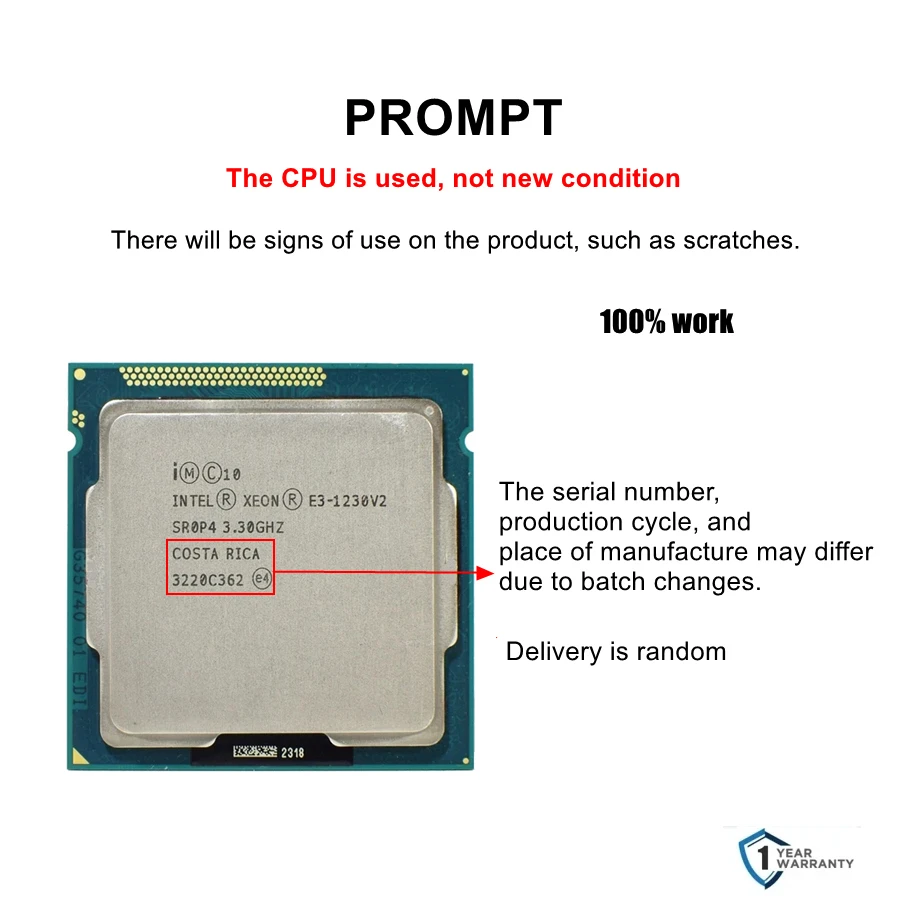 معالج Intel Xeon E3 1230 V2 3.3 جيجا هرتز 4-Core LGA 1155 CPU 1230V2