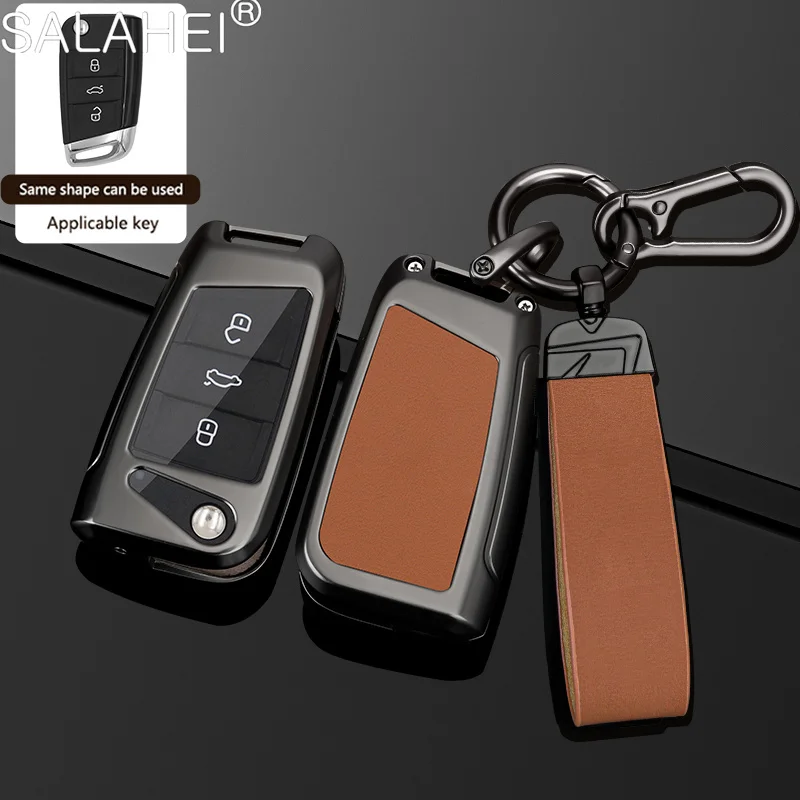 

Zinc Alloy Leather Car Key Cover Case For Volkswagen VW Golf 7 Mk7 Seat Ibiza Leon FR 2 Altea Aztec For Skoda Octavia Accessorie