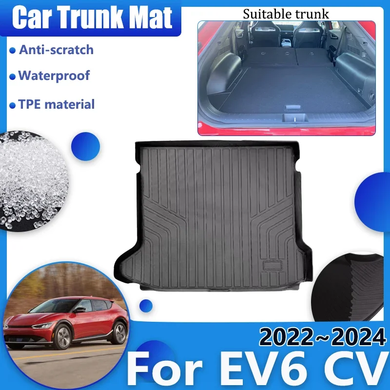 Car Accessories for Kia EV6 CV 2022 2023 2024 Rear Trunk Floor Mats Clean Waterproof Anti-dirty Carpet TPE Material Storage Pad