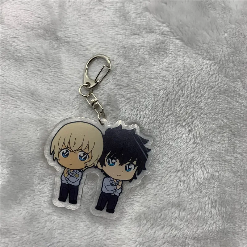 Anime Keychain Bourbon Edogawa Conan Acrylic Keyring Strap Figure Hanging Accessories 6cm