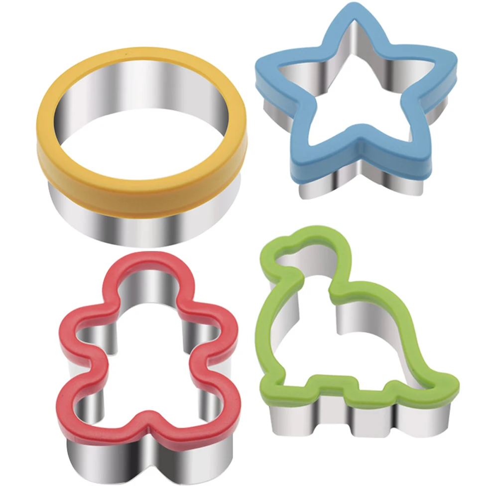 

4pcs Stainless Steel S wich Cutters Mold Tools Circle Dinosaur Star Gingerbread Toast Cookie Mold Cooking Supplies