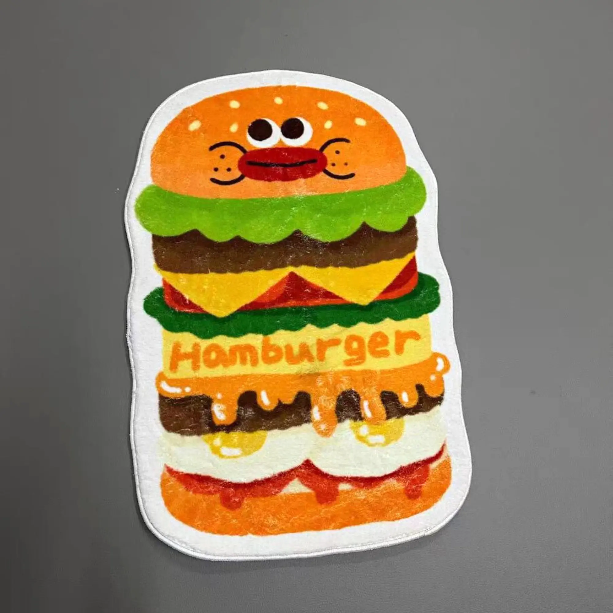 

Gourmet Crop Retro Cartoon Hamburger Entrance Cartoon Rug Kids Bedroom Upholstered Living Room Decor Fun Room Decor Gifts