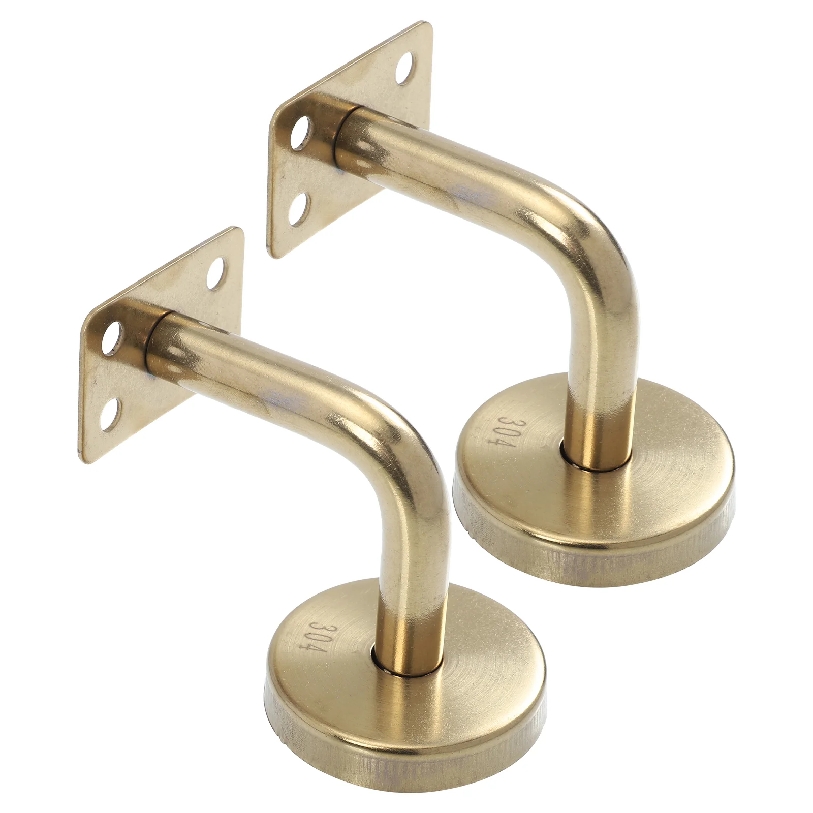 2 Pcs Wall Mount Staircase Handrail Bracket Support Accessories Mounted Golden Banister