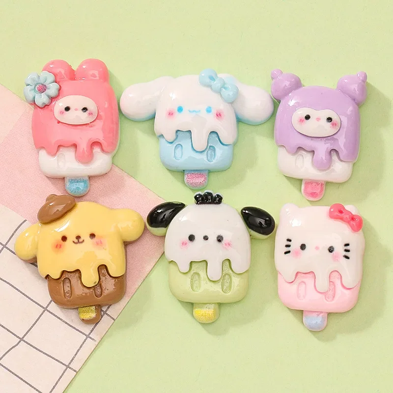 5pcs cute Cartoon ice cream sanrio series Resin Flatback Charms for Diy Resin Crafts Materials Scrapbooking Embellisdment