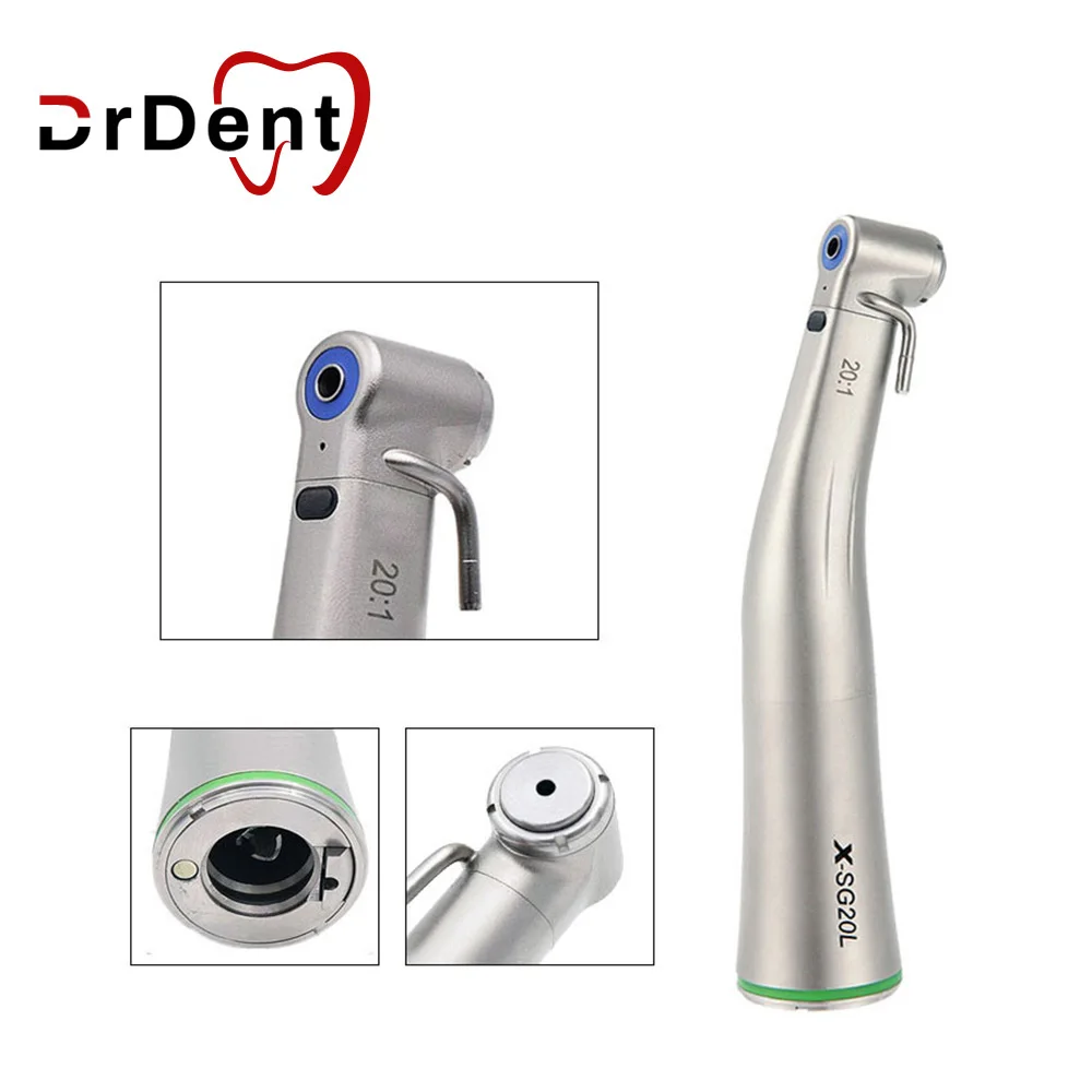 

Dental Push Button Low Speed Handpiece X-SG20L LED Contra Angle20:1 Implant Surgical UnitExternal Water Spray Optic Fiber