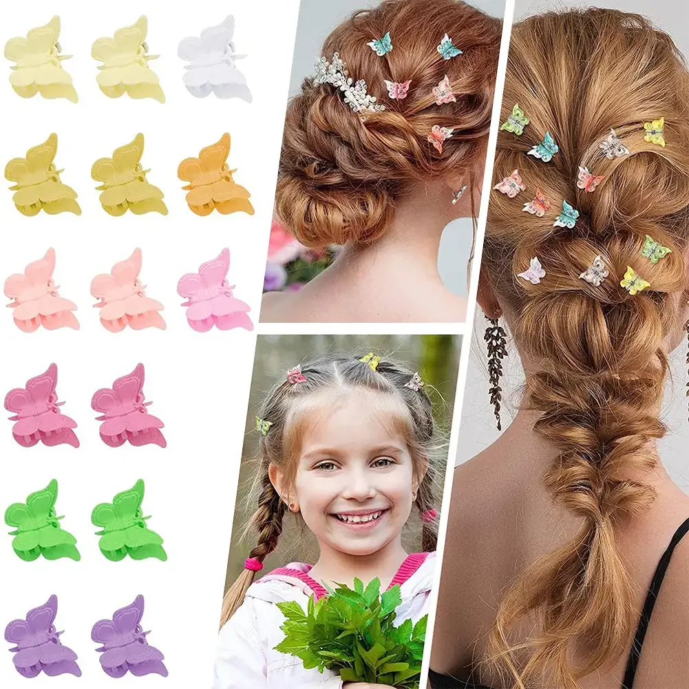 1 pz Mini farfalle fermaglio per capelli multicolori copricapo nodo amore caramelle Clip artiglio di colore solido accessori per capelli per neonate