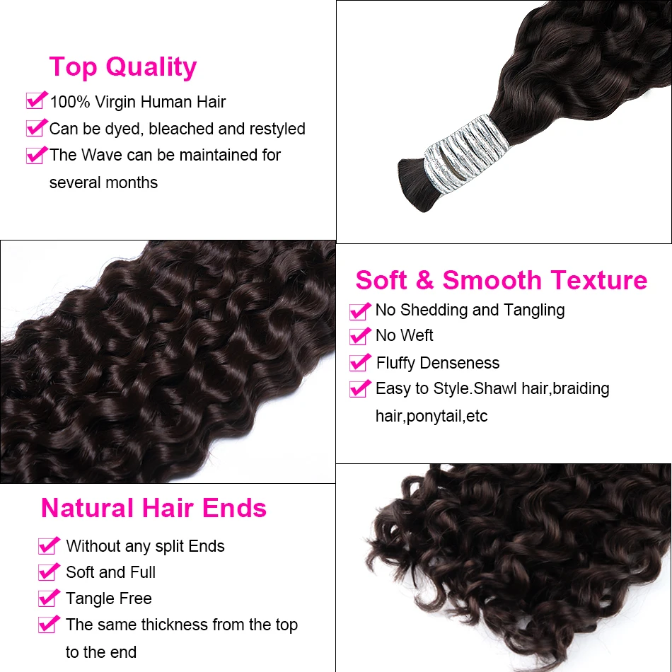 Wholesale Curly Wave Hair Bulk for Boho Braids Raw Virgin 100% Water Wave Human Hair Vietnamese Hair 30 inch