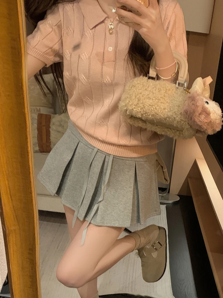 

Женский трикотажный топ с вышивкой, универсальный, модный, в корейском стиле, для повседневной носки, свободного кроя