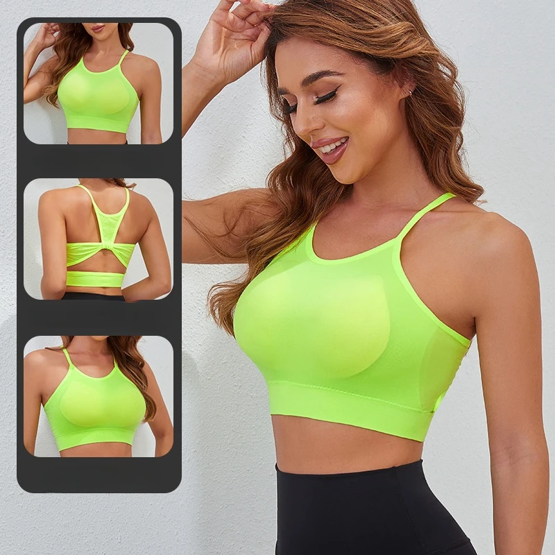 Bra Push Up olahraga wanita, Bralette Backless bernapas Bandeau atas kebugaran Crop nyaman