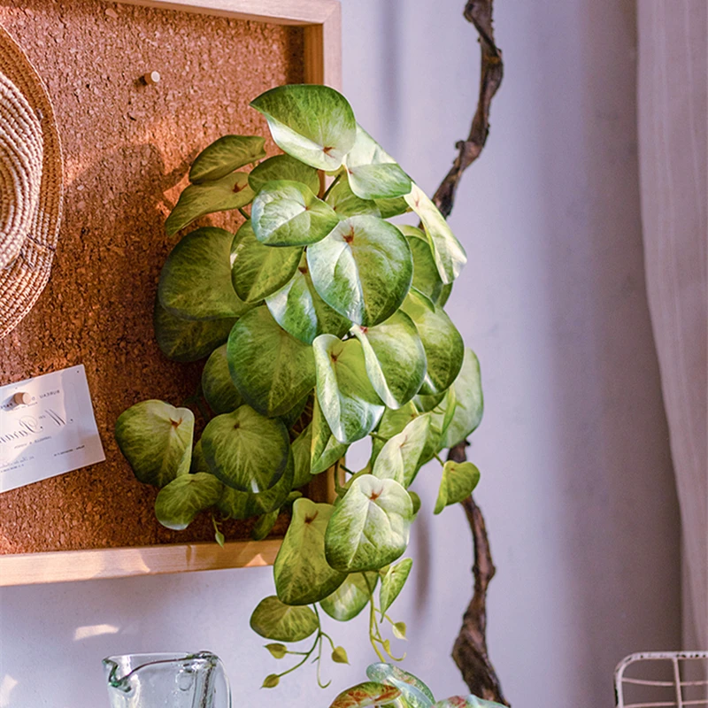 Grüne künstliche Pflanzen Simulation Wandbehang gefälschte Blatt Rattan echte Schildkröte Rattan Hochzeit Hotel Party Home Decor Accessori – Detail 4