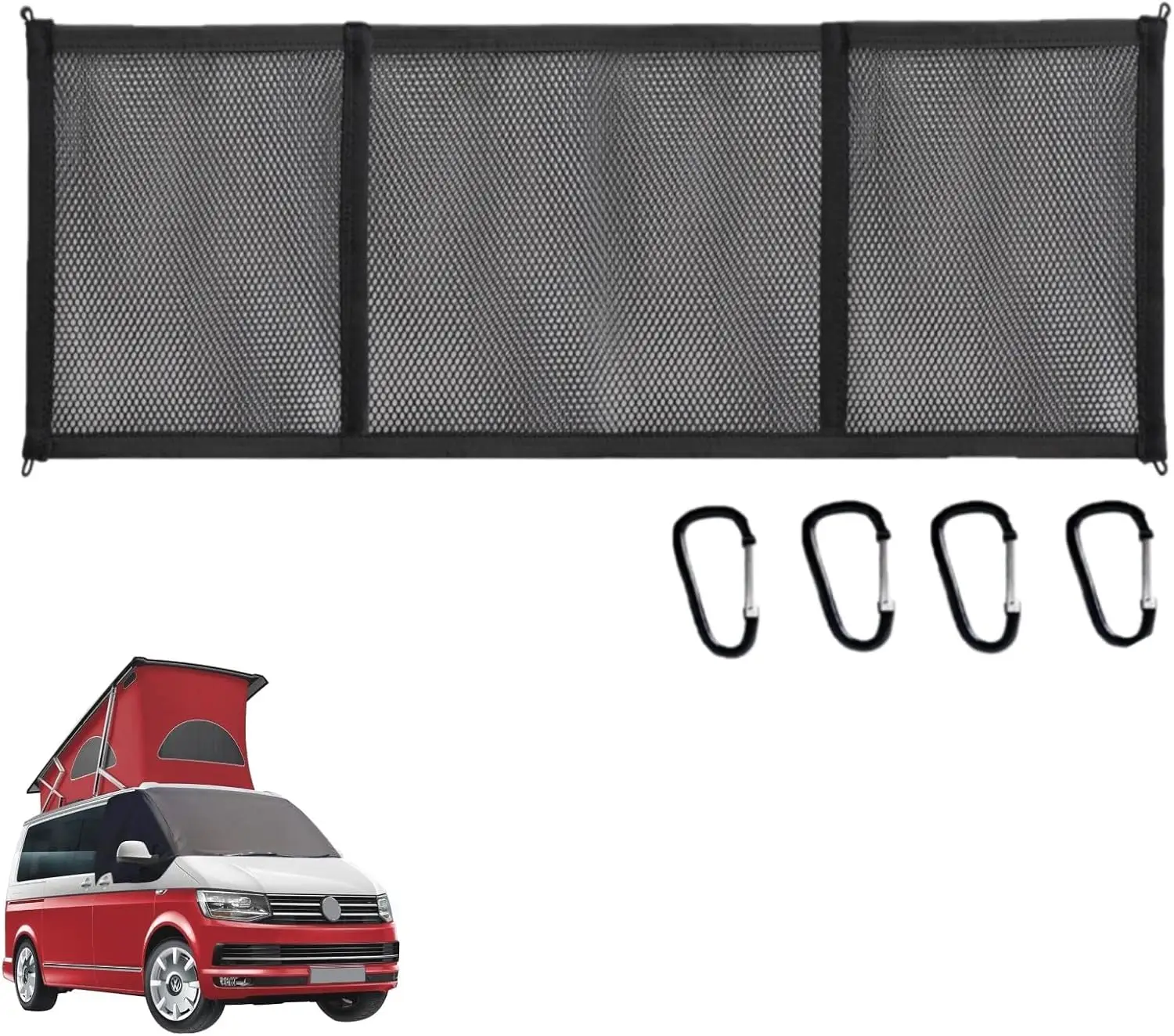 

RV Roof Storage Mesh Bag For VW T5 T6Load-Bearing Mesh Organizer Car Roof Ceiling Storage Elastic Mesh Auto Accessories