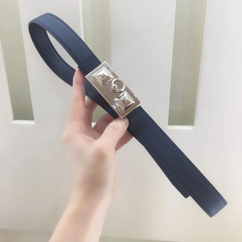 Normal leather 2.5 palm print leather belt Stainless steel tip pile plate buckle all-in-one girls belt top layer belt