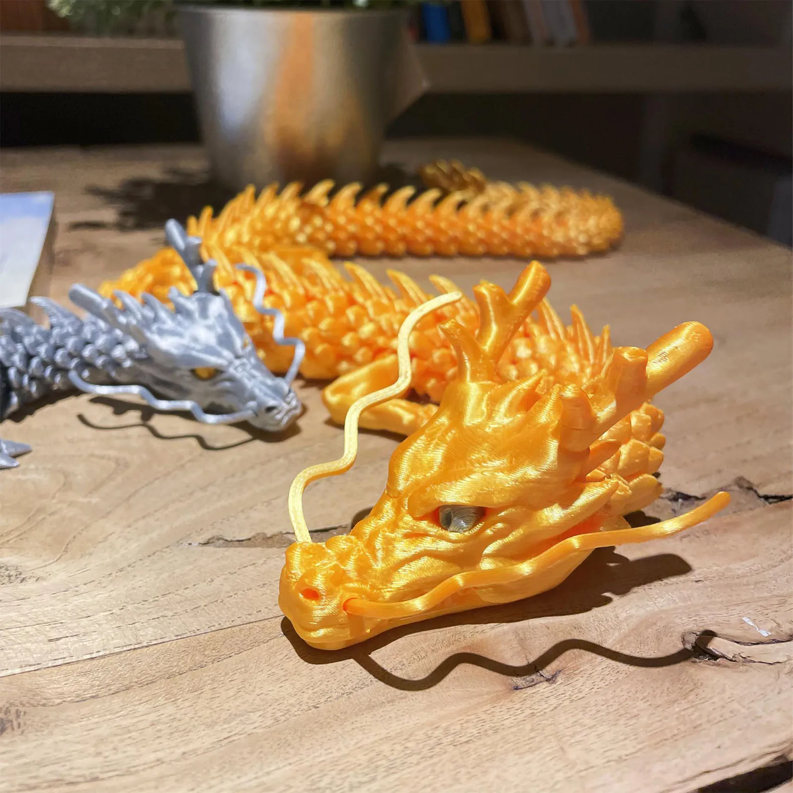 2024 3D Printed Dragon Figures Multi-Jointed Movable Hand-held Articulated China Dragon for Home Car Office Tabletop Ornament