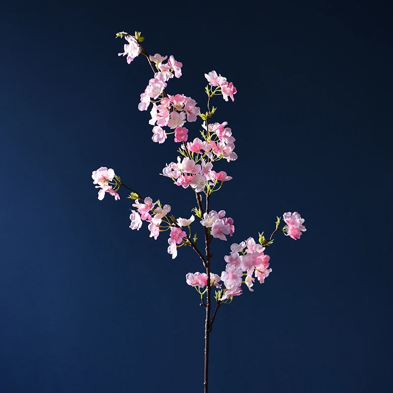 Study Decor Simulation Flowers Silk Cherry Blossom Branches Restaurant Hotel Decoration Artificial Sakura Fake Green Plants