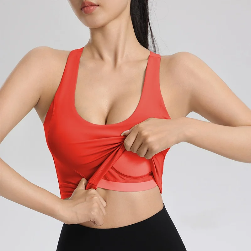 حمالة صدر رياضية على شكل حرف U للنساء من قطعة واحدة حمالة صدر ثابتة عالية القوة ممتصة للصدمات وسرعة الجري وتجفيف اللياقة البدنية سترة يوجا #5