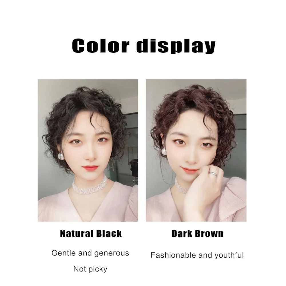 Synthetic Wig Women's Hair Piece Fluffy Corn Silk Hair Extensions Head Top Hair Patch with Toupee Wool Curl Wig Short Curly Hair