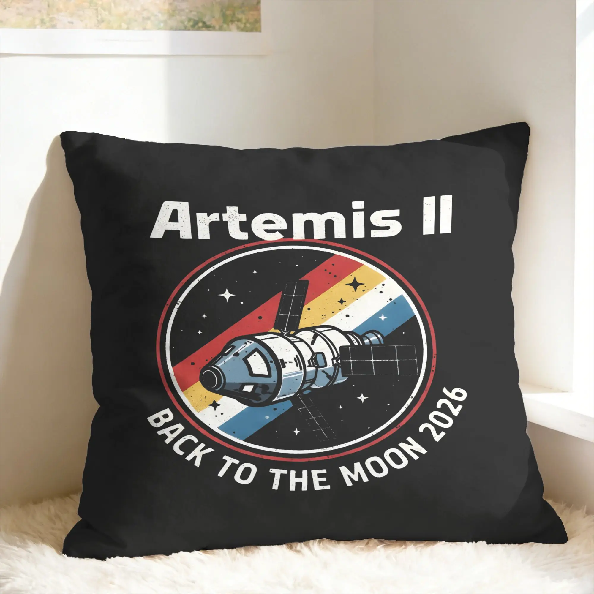 Pillow Case Artemis II Back to the Moon 2026 Soft  Pillow Cover For Living Room Sofa Retro Trendy Pillowcases