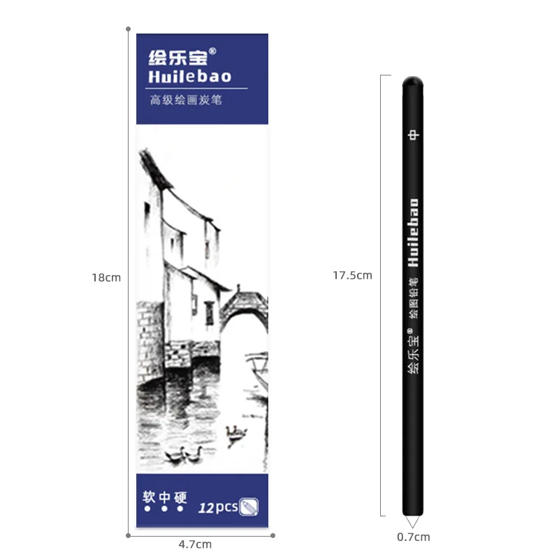 12 قطعة قلم رسم فحمي ناعم متوسط الصلب من الجرافيت الرصاص الأساسية ليس من السهل كسر رسم خارجي تصميم جرافيتي #5