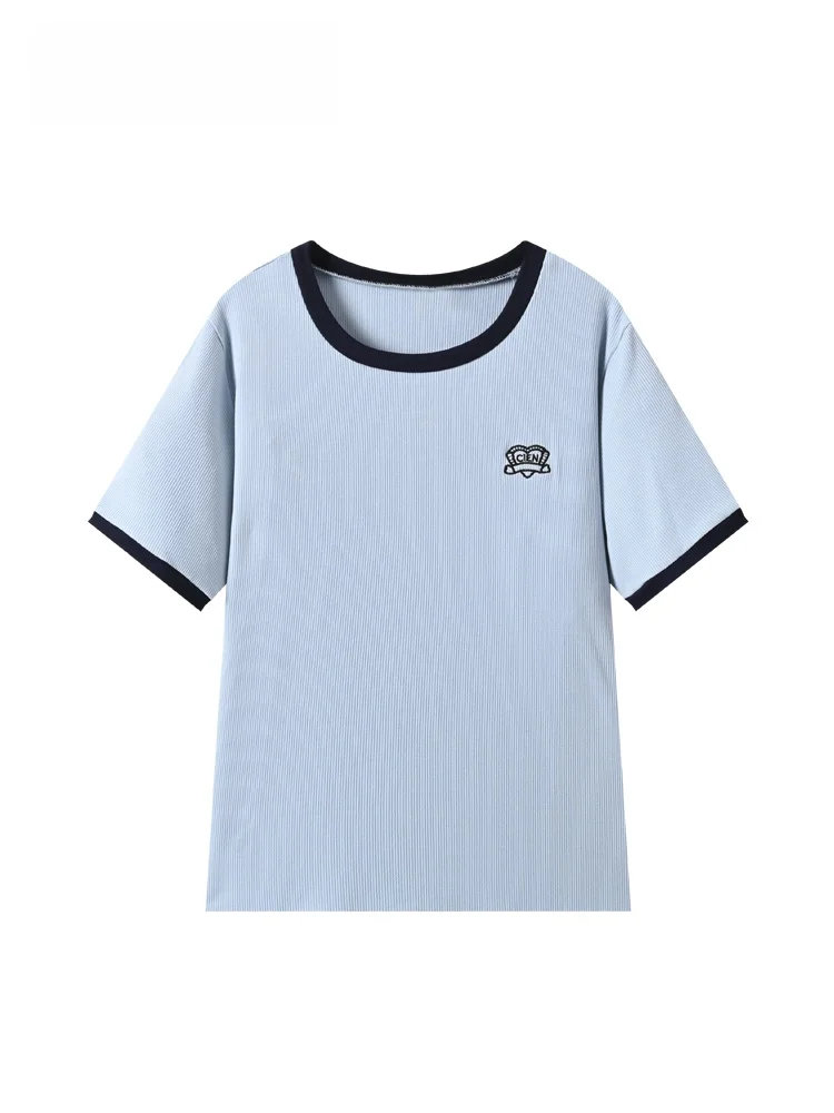 

Loose Short Sleeve round Neck T-Shirt Women's plus Size Summer New Style Casual Meat Covering Korean Style Polyester Fiber