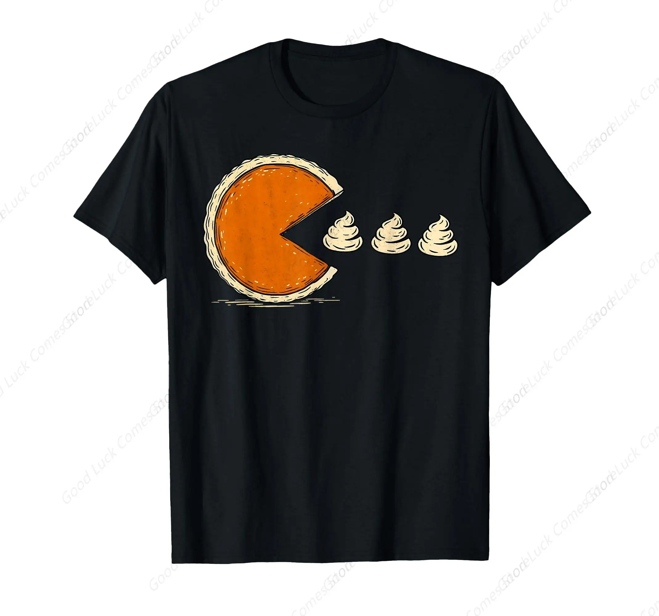 Camiseta divertida de hojas de otoño de Acción de Gracias con crema para comer especias y calabaza