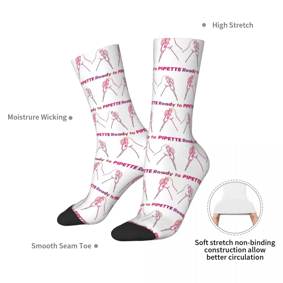 Ready To PIPETTE Socks Harajuku Sweat Absorbing Stockings All Season Long Socks Accessories for Man's Woman's Gifts