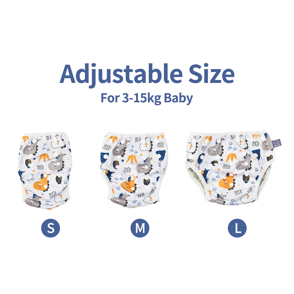 Elinfant 4 Pcs/Set Swimming Diaper Set Gray Mesh Cloth Inner Reusable Washable Elastic Waist Diapers Nappy Use For Swimming Pool