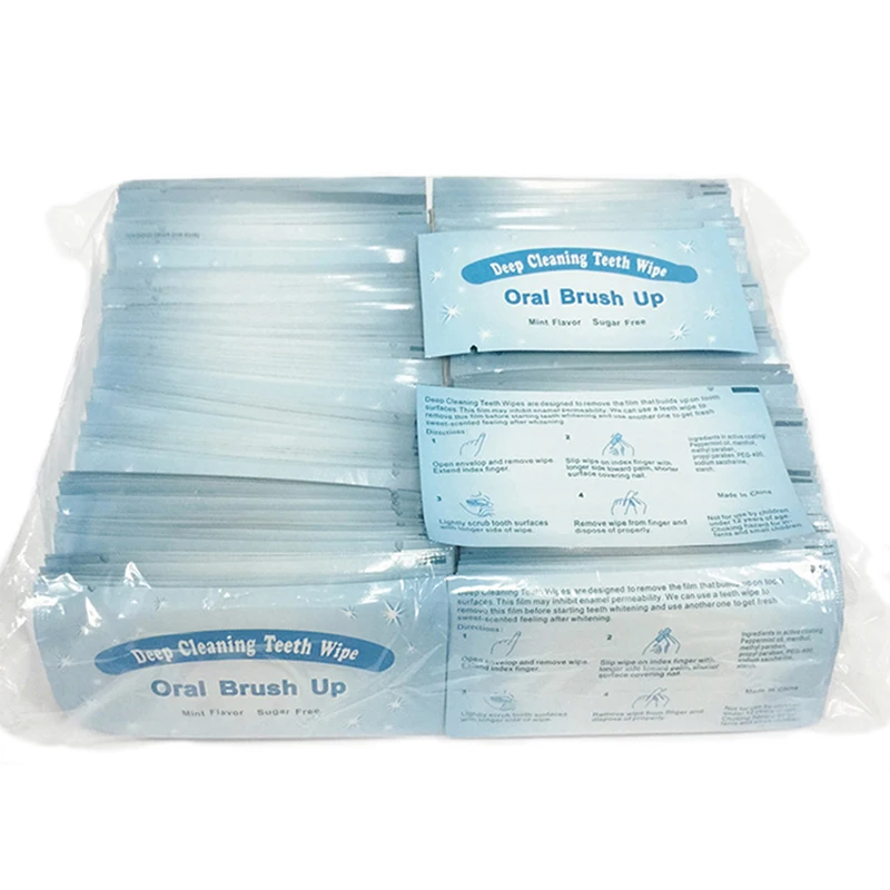 50Pcs Disposable Teeth Deep Cleaning Wipes Brush Up Woven Cloth Mint Flavor Oral Hygiene Care Tools Residue Stains Remove Wipe