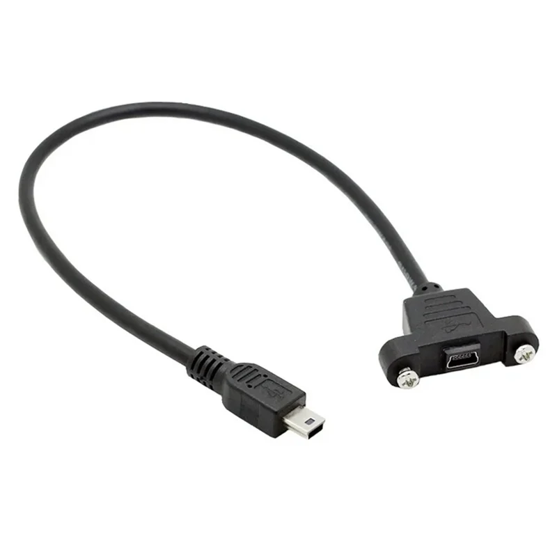 Panel Mount Type Mini USB 5Pin Male to Female Extension Adapter Cable with Screws 30cm 50cm