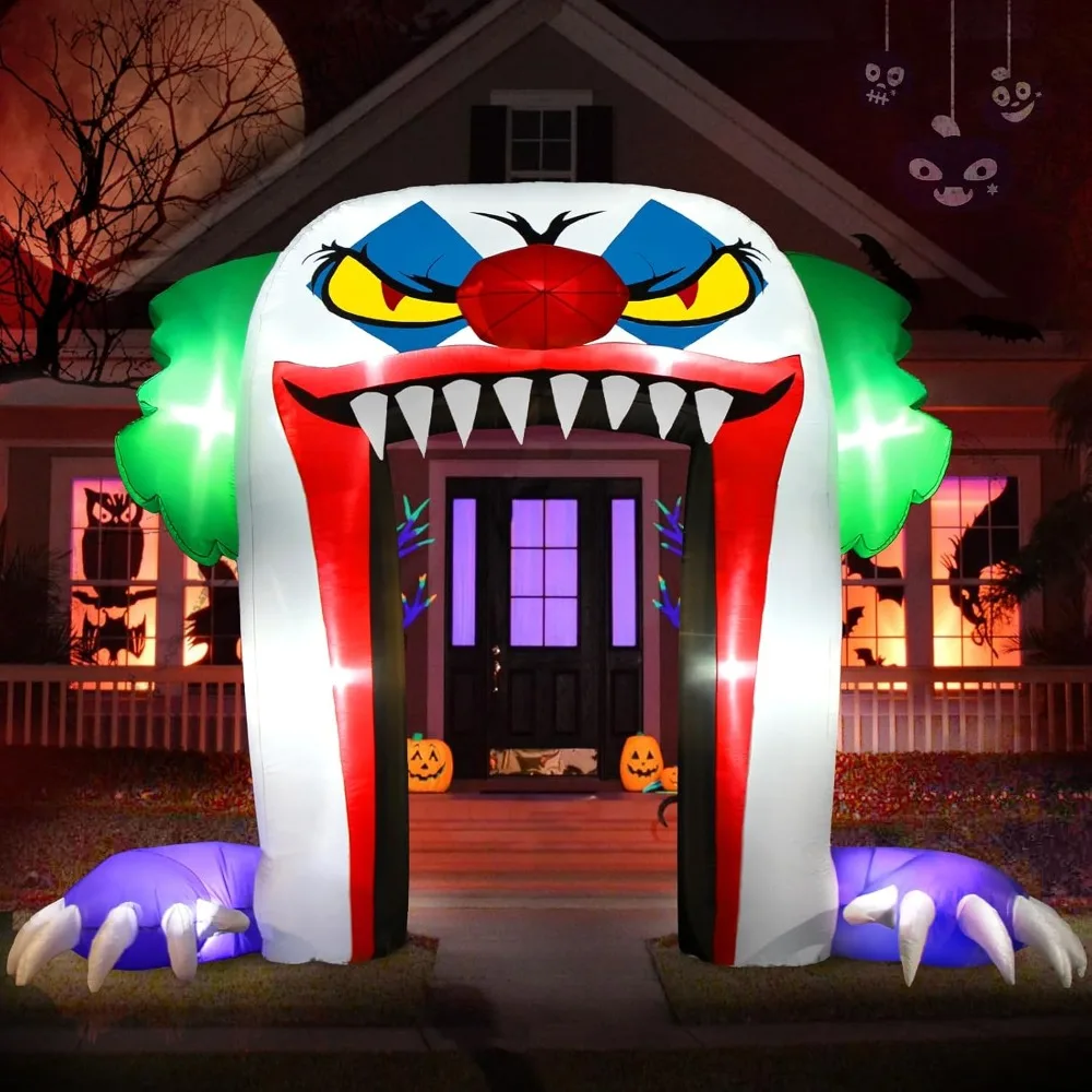 

Inflatables Clown Archway Outdoor Decorations 10ft Giant Large Scary Arch Blow Up Inflatable Yard Decoration with LED Lights