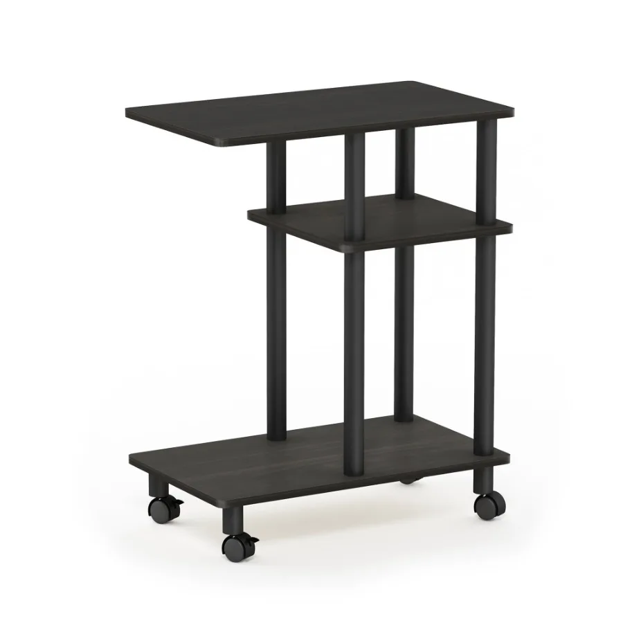 Turn-N-Tube U Shape Sofa Side Table with Casters Espresso Black