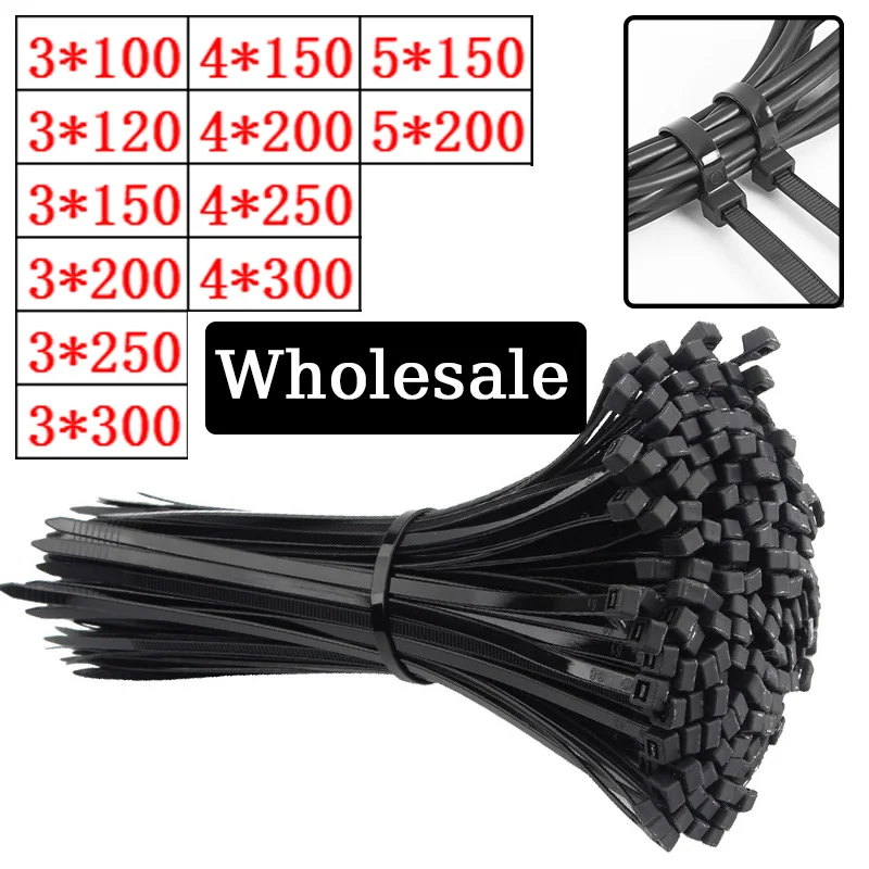 

Self Locking Plastic Nylon Cable Tie Black 3*200mm Cable Tie Fastening Ring 3*150mm Cable Tie Zip Wraps Strap Tie 4*150 5*200mm