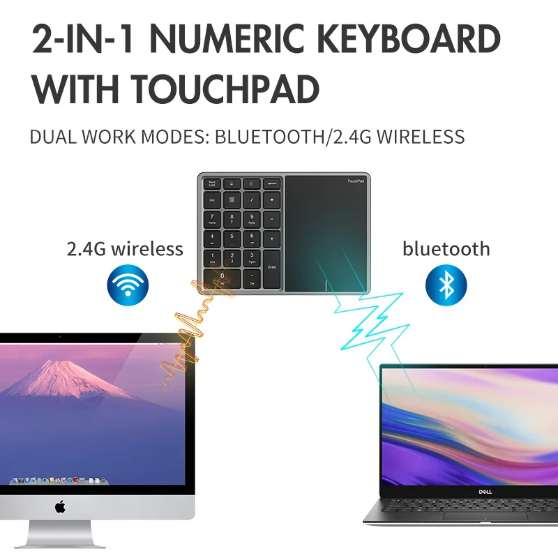 Jomaa Teclado numérico Bluetooth con panel táctil Teclado numérico Teclado digital inalámbrico USB recargable para Android Windows IOS