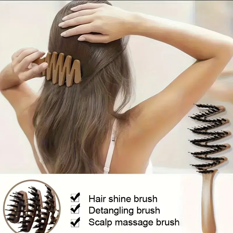 Hochwertiger Borstenkamm mit langem Griff – antistatische, voluminöse Haarbürste für alle Haartypen, glattes Vollhaar