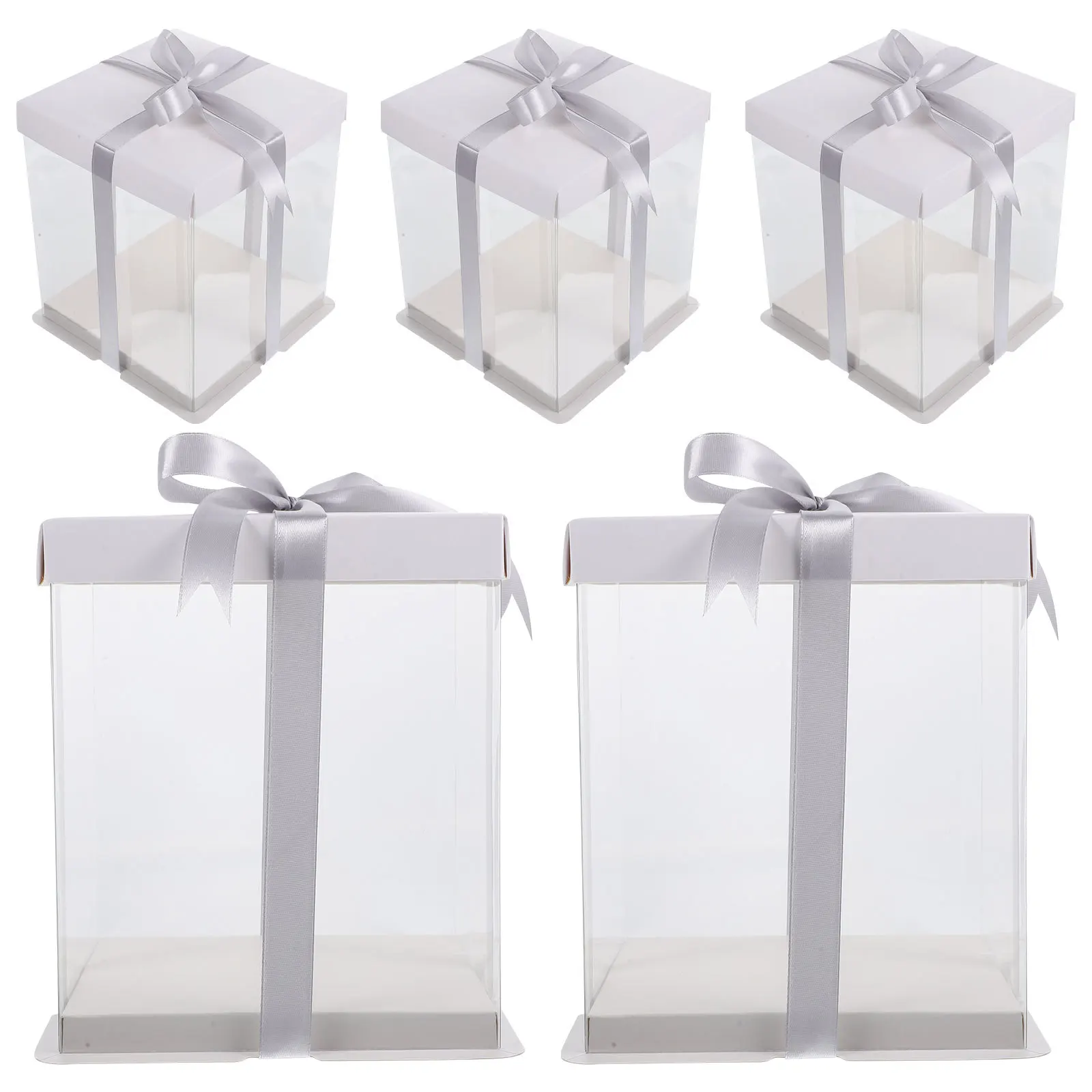 

5pcs Transparent Cake Box 8X8X4Cm Square Bakery Packing Box Birthday Dessert Carrier Portable Baking Container Cake Display