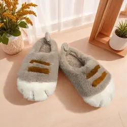 New furry kitty cat paw slippers woman warm winter home mules slides ladies fuzzy slippers funny fluffy animal claw indoor shoes
