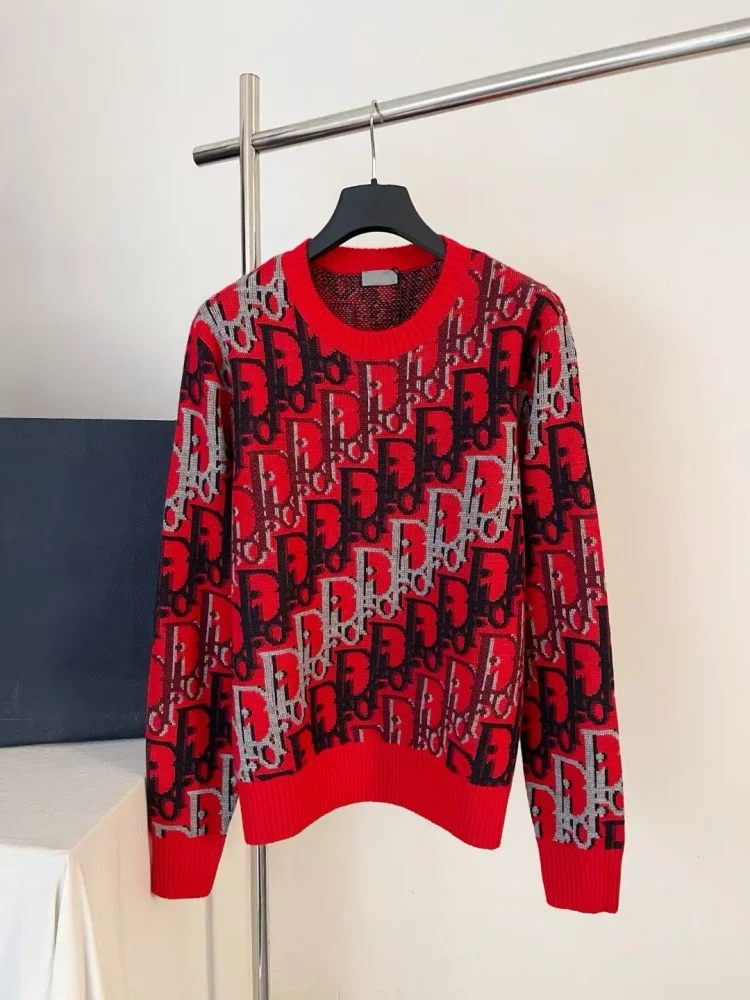 

High Quali Wool Knitted Sweater round Ne Pullover Men Women Spring 2026 Casual Sle Long Sve Warm Loose Fit Knitwear