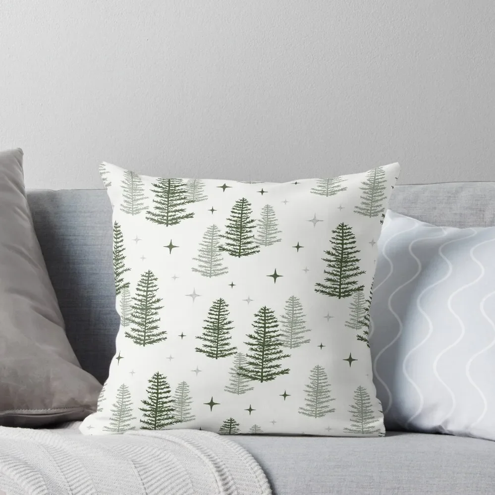 

Christmas Night with green trees Throw Pillow pillow cover luxury Luxury Cushion Cover Cushions For Sofa home decor items