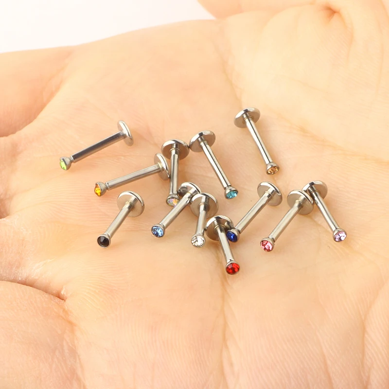 3mm 16G Lip Rings Stainless Steel Labret Monroe Medusa Helix Tragus Earring Studs Body Piercing Jewelry for Women Men 12 colors