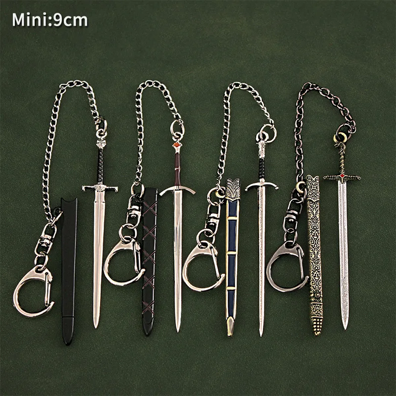 

9cm Mini Longclaw Sword Keychain Game of GOT Thrones 1/12 Medieval Style Metal Weapon Model Home Ornament Equipment Collection