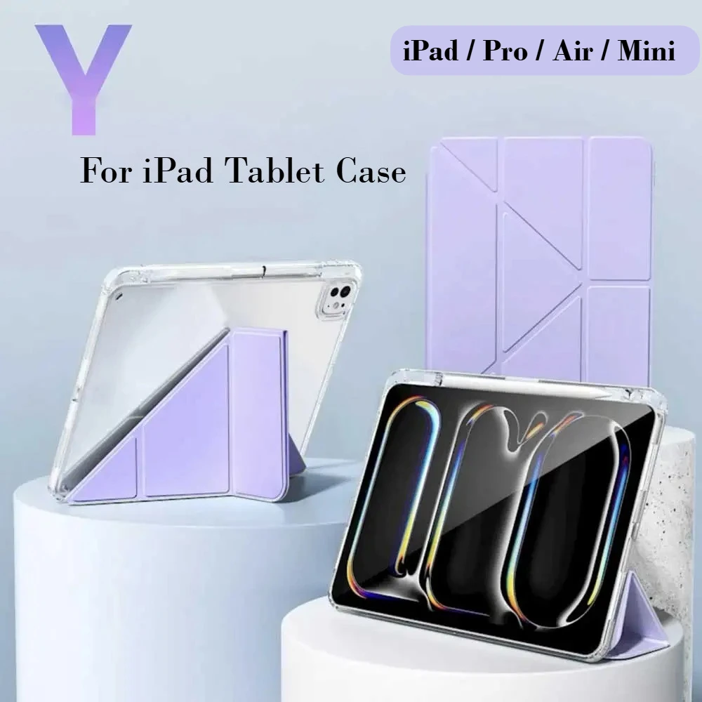 

For iPad A16 11 10 th Generation Case For iPad Air M3 M2 Mini A17 Pro M5 11 13 12.9 Air 5 4 10.2 " Y-Shaped Pencil Holder Cover