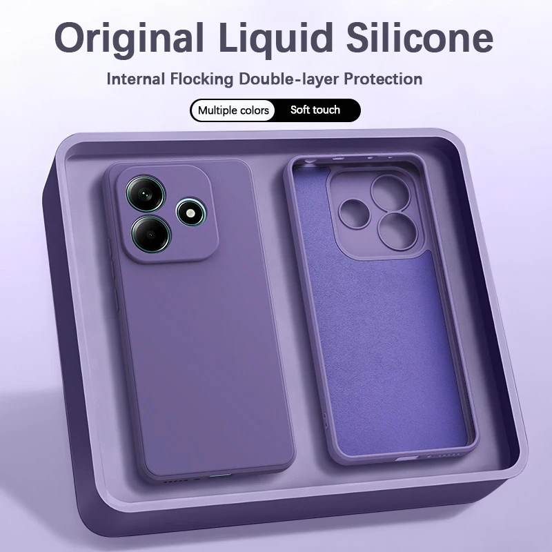 Liquid Silicone Phone Case for Redmi Note 14 Pro Plus Pro+ 14S Note14 14Pro 4G 5G Original Soft Back Cover Classic Shell Housing