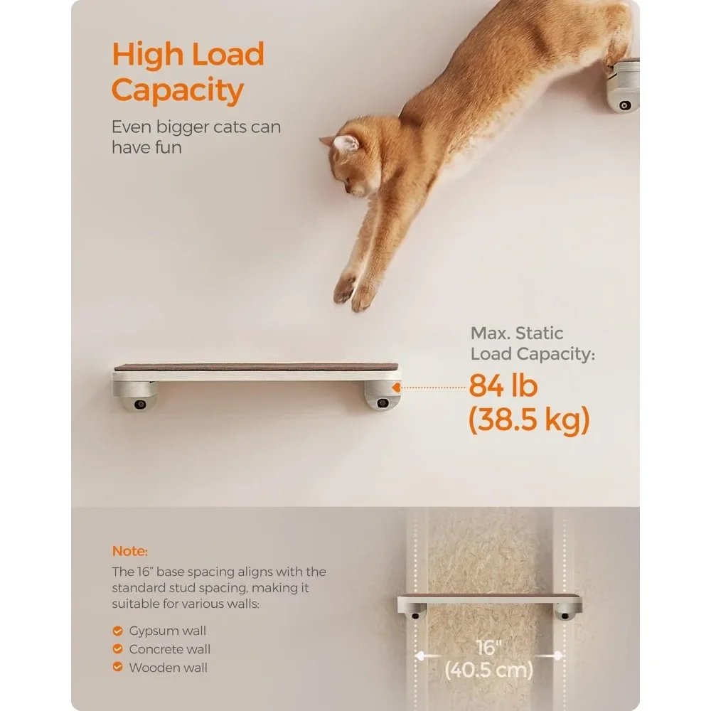 Set of 5 Wall-Mounted Cat Shelf & Hammock - Quick Assembly & Expandable Cat Furniture