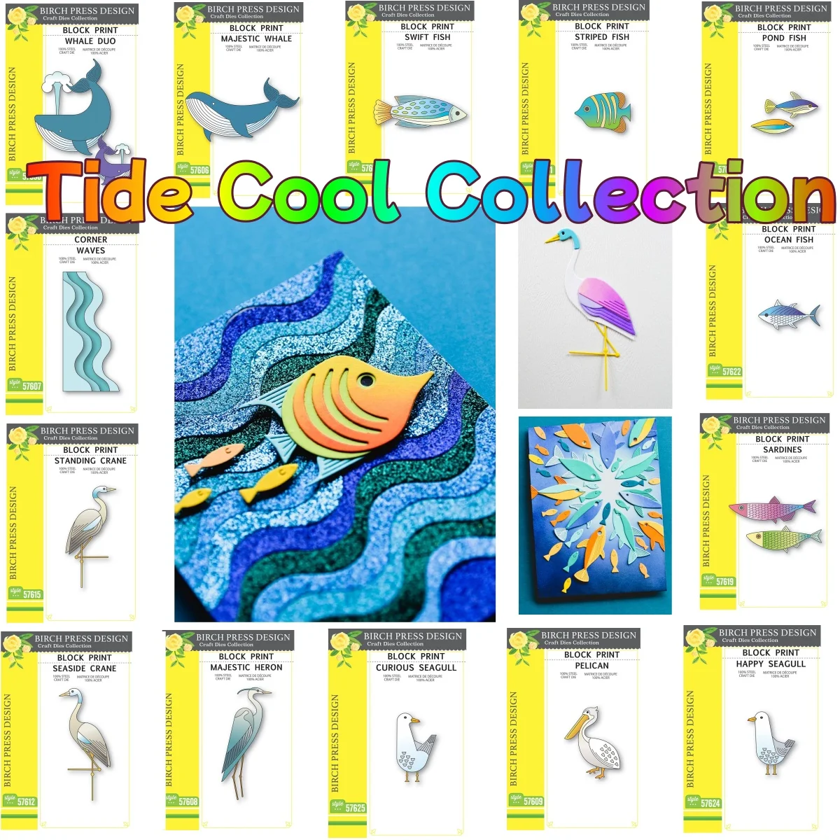 Sea Sardines Seagull Whale Metal Cutting Dies DIY Scrapbook Embossed Handcraft Paper Card Craft Template Decoration 2025 Summer