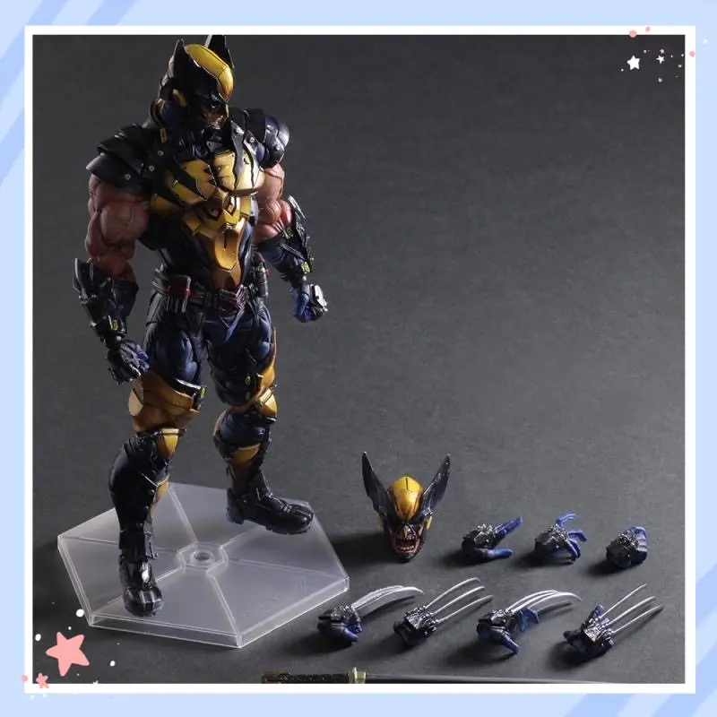 

Marvel Avengers Wolverine Action Figure Superhero Model ToWith Replaceable Heads Claws Sword Gift For Kids And Manvel Fans