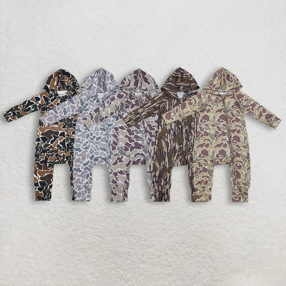 

z1112-08 LR2811 Wholesale baby rompers kids clothes boy camouflage hooded long sleeve romper Autumn Boutique clothing