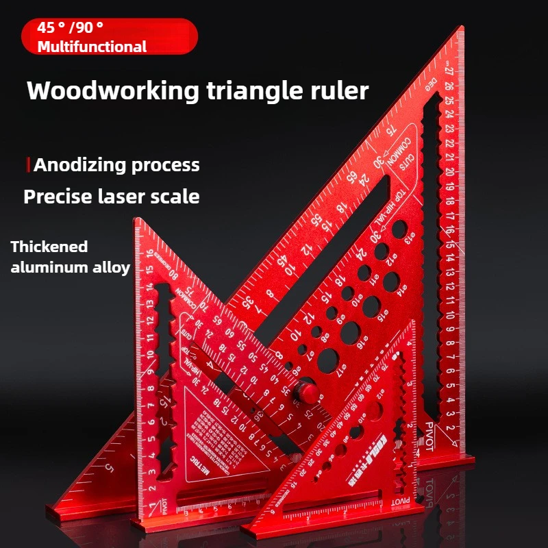 Woodworking Aluminum Alloy Triangle Gauges Measuring Gauging Tools High Precision Marker Angle Ruler Metric and Imperial