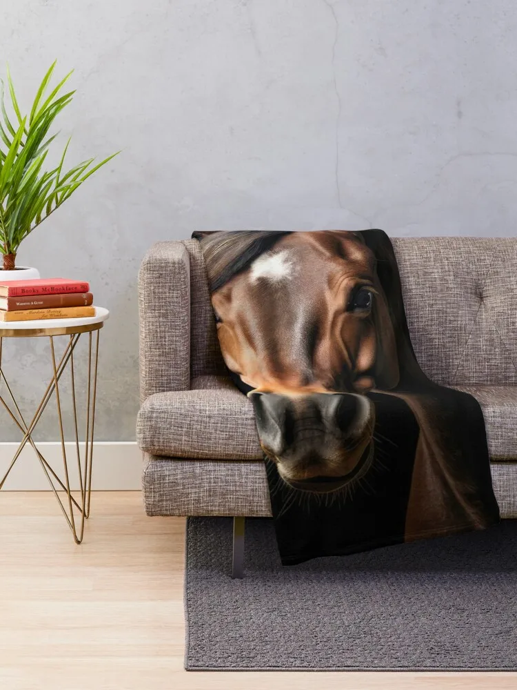 Liver Chestnut Horse on Black Throw Blanket Beach Luxury Thicken Plush Baby Blankets