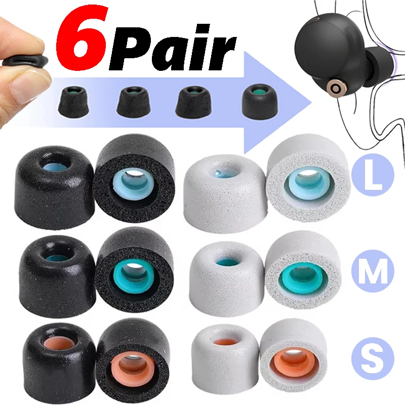 1/3/6Pairs Memory Foam Earplug Ear Pads For Sony WF-1000XM4/WF-1000XM3 Replacement Earphone Eartips S M L Earplugs Earbuds Cover